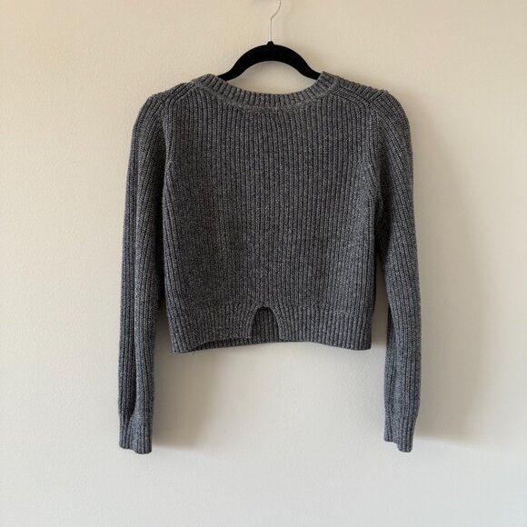 Banana Republic Knit Crop/Shorter Sweater w/ Back Slit, Medium Grey, size S - Picture 4 of 4